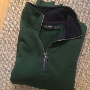 Nautica green sweatshirt quarter zip, men’s M